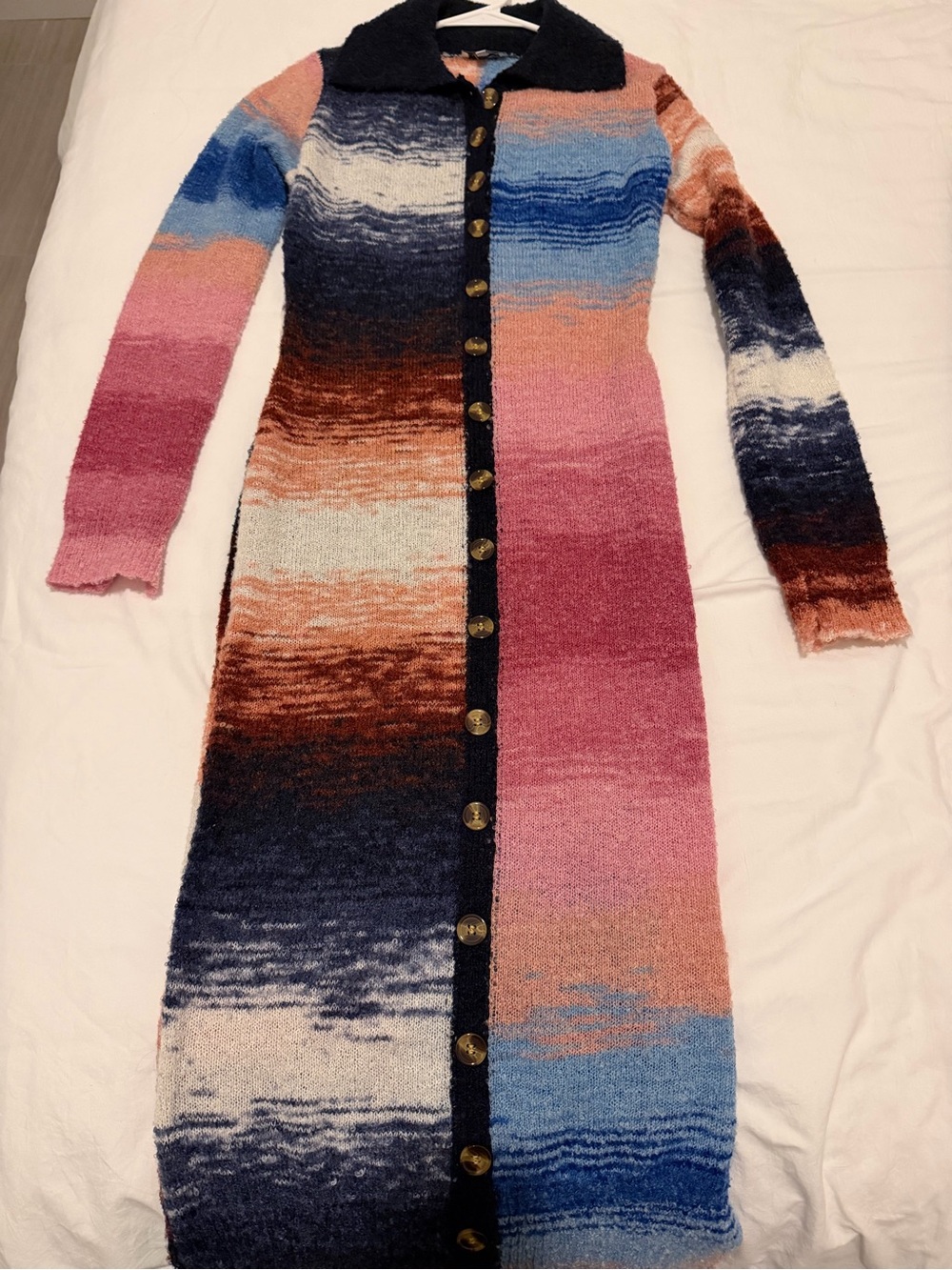 Striped Multicolor Button-Front Knit Dress - Pink & Blue